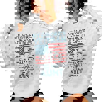 My Favorite Veteran Is My Aunt American Flag Veterans Day Women Hoodie | Mazezy