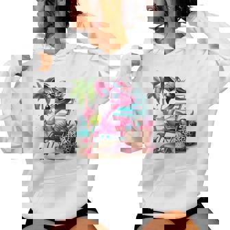 Flamingo At Beach Cute Flamingo Tropical Birds Girl Women Hoodie - Thegiftio