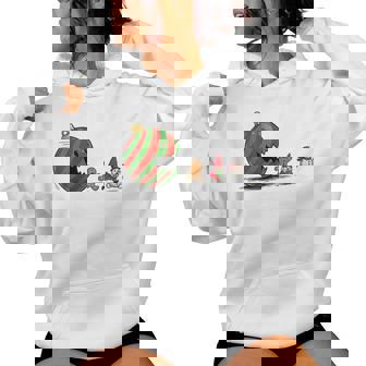 Christmas Ornament Ball Retro Eating Videogame Gnome Women Hoodie - Thegiftio