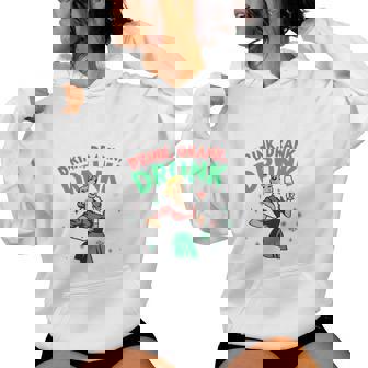 Drink Drank Drunk Retro Christmas Wine Tri-Blend Women Hoodie - Monsterry