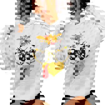 Turkey Face Floral Colorful Sunglasses Thanksgiving Tri-Blend Women Hoodie | Seseable FR