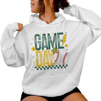 Game Day Baseball Ball Mom School Pride Green & Gold Women Hoodie - Thegiftio UK