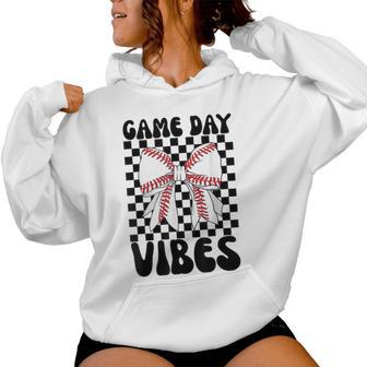 Game Day Vibes Coquette Bow Baseball Mama For Women Women Hoodie | Mazezy