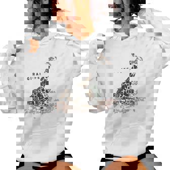 Giraffe キリン イラスト おしゃれ かっこいい キリンの絵 リアル 熱帯の花 野生生物 キリン好き レディースパーカー - Kawaiitshirt