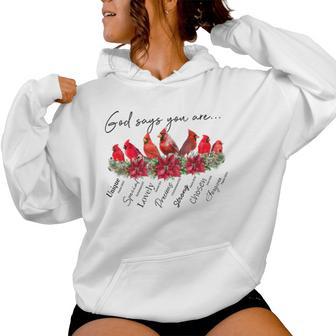 God Says You Are Christian Religious Cardinal Bird Women Hoodie - Thegiftio UK