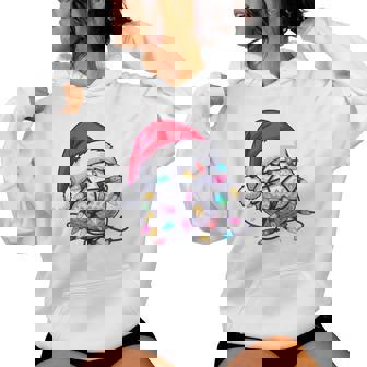 Golf Ball Santa Hat Christmas Golfing Xmas Lights Tri-Blend Women Hoodie | Mazezy