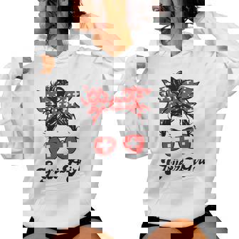 GrüEzi Girl Switzerland Flag Messy Bun Swiss Schweiz Woman Women's Hoodie | Mazezy