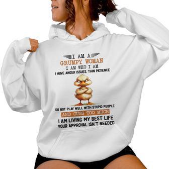 I Am A Grumpy Old Woman I Am Who I Am Cute Duck Anger Issues Women Hoodie - Thegiftio