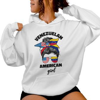 Half American And Venezuelan Usa Venezuela Flag Girl Women Women Hoodie - Thegiftio UK