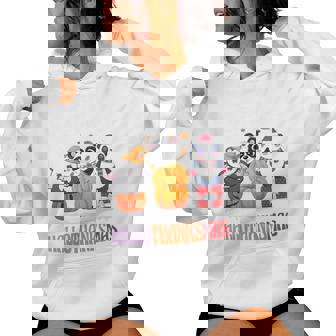 Halloween Thanksgiving Christmas Panda Happy Hallothanksmas Tri-Blend Women Hoodie | Seseable CA