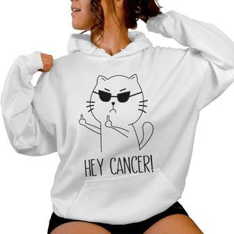 Hey Cancer F U Cat Middle Finger FCk Cancer Women Hoodie - Thegiftio UK