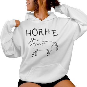 Horhe Terrible Cringe Horse Graphic Weird Absurd Joke Gen Z Women Hoodie - Thegiftio