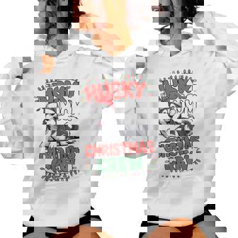 Husky Mom Christmas Crew Holiday Lights Women Hoodie | Seseable CA