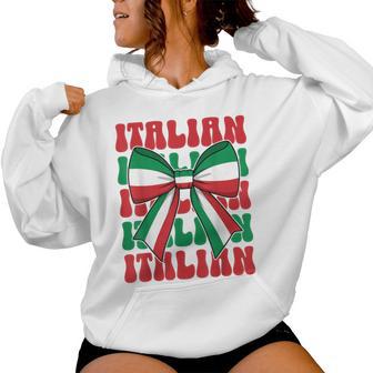 Italian Girl Coquette Bow Italy Flag Cute Italia Italian Women Hoodie - Thegiftio UK