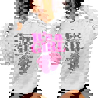 It's A Girl Gender Reveal Party Pink Pregnancy Announcement Women Hoodie - Thegiftio