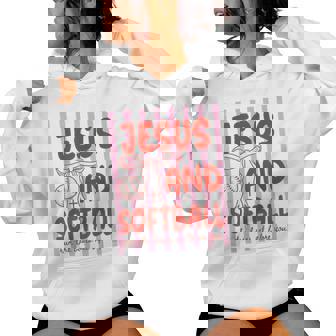 Jesus And Softball Coquette Game Day Softball Mom Mother Women Hoodie | Seseable UK
