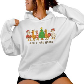 Just A Jolly Goose Santa Christmas Matching Family Xmas Women Hoodie - Thegiftio