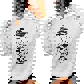 Kawaii Alien Abduction Cow UFO Beam Retro Cosmic Women's Hoodie | Mazezy