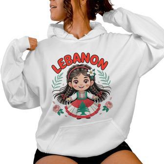 Lebanese Girl Traditional Dress With Flag Colors And Flowers Women Hoodie - Thegiftio UK