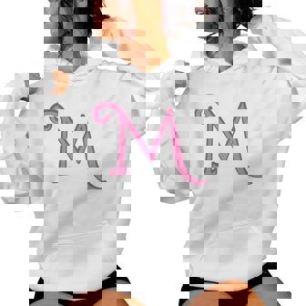 Lettre M Monogramme Initiale Écriture Rose Pour S Et Filles Sweat à capuche femme - Cadeauxyz