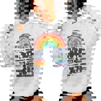 Lgbtq Love Is Love Gay Pride Lgbt Ally Rainbow Flagintage レディースパーカー - Kawaiitshirt