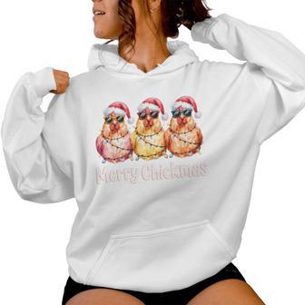 Merry Chickmas Ornament Lights Chicken Farmer Xmas Squad Women Hoodie - Thegiftio UK