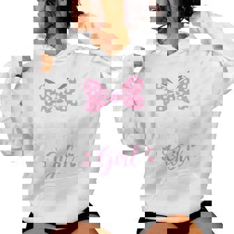 Mommy Of The Birthday Girl Cute Pink Bow Party Mom Women Hoodie | Seseable CA