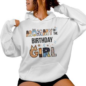 Mommy Of The Birthday Girl Party Blue Dog Lover Matching Women Hoodie - Thegiftio UK