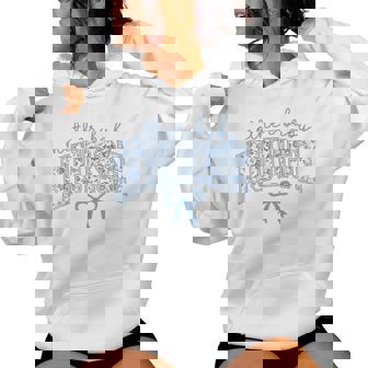 Mother Baby Nurse Coquette Blue Bow Postpartum Nurse Women Hoodie - Monsterry