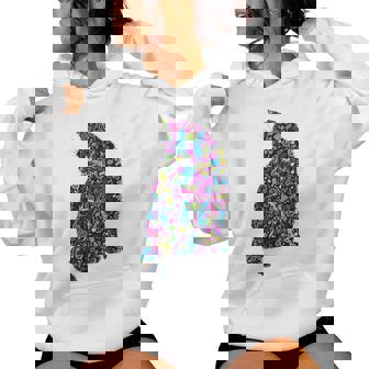 Music Notes Cat Silhouette Musical Cats Lover Women's Hoodie | Mazezy