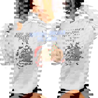 Napping Through The Snow Quote Christmas Sloth Candy Cane Women Hoodie | Mazezy