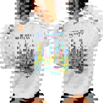 New York City Skyline Art NYC Souvenir Brooklyn Bridge Women Tank Top Women's Hoodie | Mazezy