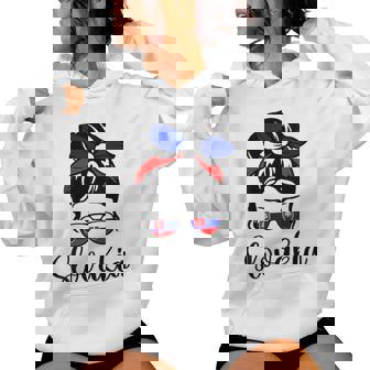 Patriotic Slovakia Messy Bun Slovak Flag Kids Girls Mom Women's Hoodie | Mazezy