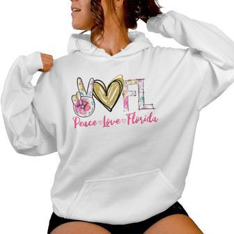 Peace Love Florida Floral Vintage Florida Pride State Women Hoodie - Thegiftio