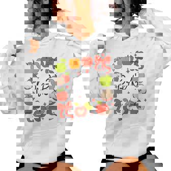 Pre-K Teacher Squad Apples Coquette Bow Back To School Women's Hoodie | Mazezy