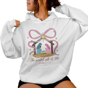 Preppy Christian Nativity Scene The Greatest For All Women Hoodie - Thegiftio UK