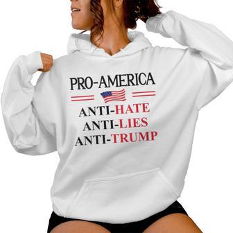 Pro America Anti Trump Hate Lies Resist Sign Anti Trump Flag Women Hoodie - Thegiftio UK