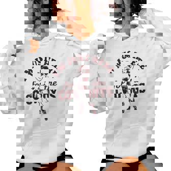 Retro Cowgirl Just Here For The Cowboys Western Women's Hoodie | Mazezy