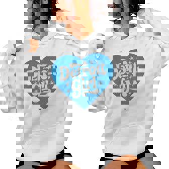 Retro Detroit Girls Heart Cute Detroit Girl Women Hoodie | Seseable CA