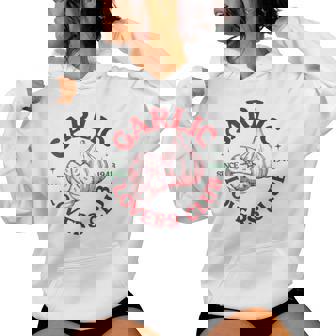 Retro Garlic Lovers Club Garlic Meme Foodie Chef Women's Hoodie | Mazezy