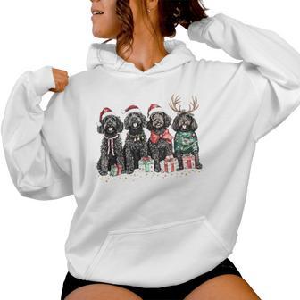 Santa Black Goldendoodle Christmas Winter Goldendoodle Mom Women Hoodie - Thegiftio UK