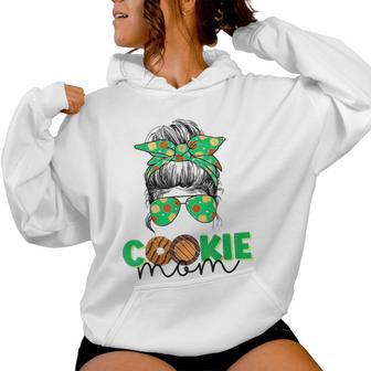 Scout Cookie Mom Girls Momlife Messy Bun Sunglasses Women Hoodie | Mazezy