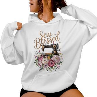 Sew Blessed Vintage Sewing Machine Floral Quilting Women Hoodie - Thegiftio UK