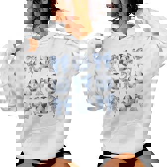 Soccer Coquette Toile Blue Bow Soccer Mom Cute Girls Women's Hoodie | Mazezy