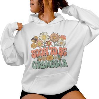 Soon To Be Grandma Expecting Baby Daisy Groovy Wildflower レディースパーカー - Kawaiitshirt