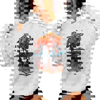 Stock Market Bull Bear Reflection Day Trader Investor Women's Hoodie | Mazezy