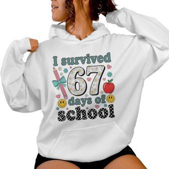 I Survived 67 Days Of School 67 Meme Female Teacher Matching Women Hoodie - Thegiftio UK