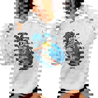 Tie Dye Surfboards With Surfer Silhouette Women's Hoodie | Mazezy