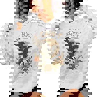 Vintage F Caw F Raven Black Bird Graphic Floral Crow F-Caw-F Tri-Blend Women Hoodie | Seseable CA