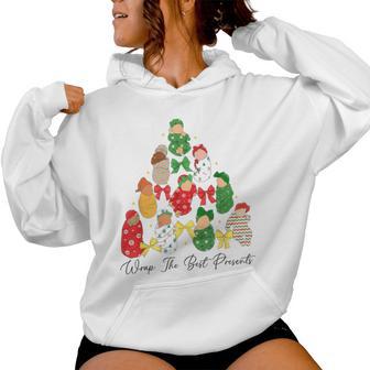 We Wrap The Cutest Presents Mother Baby Nurse Christmas Tree Women Hoodie | Seseable CA